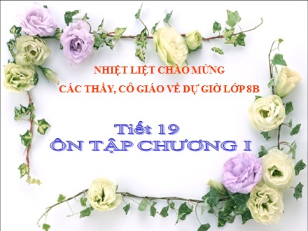 Bài giảng môn Đại số Lớp  8 - Tiết 19: Ôn tập chương I