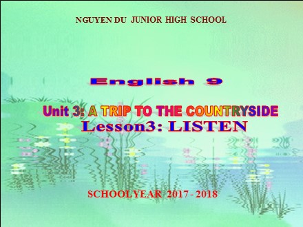 Bài giảng môn Tiếng Anh Lớp 9 - Unit 3: A trip to the countryside - Lesson3: Listen - Năm học 2017-2018