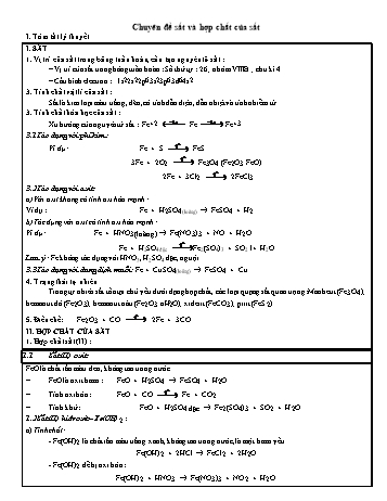 Đề cương ôn tập môn Hóa học Lớp 12 - Chuyên đề: Sắt và hợp chất sắt