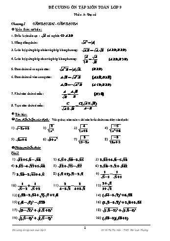 Đề cương ôn tập môn Toán Lớp 9 - Trường THCS Mai Xuân Thưởng