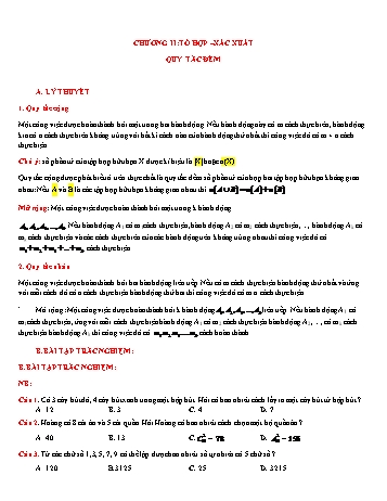 Đề ôn tập môn Giải tích Lớp 11 - Chương II: Tổ hợp-xác xuất quy tắc đếm (Có đáp án)
