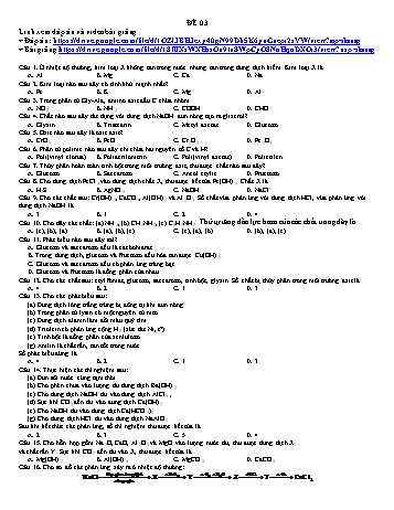 Đề ôn tập môn Hóa học Lớp 12 - Đề ôn số 3