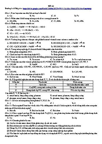Đề ôn tập môn Hóa học Lớp 12 - Đề ôn số 6