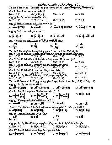 Đề ôn tập môn Toán học Lớp 12 - Số 2