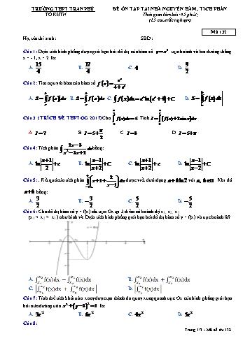 Đề ôn tập tại nhà môn Toán học Lớp 12 - Bài: Nguyên hàm, tích phân - Trường THPT Trần Phú