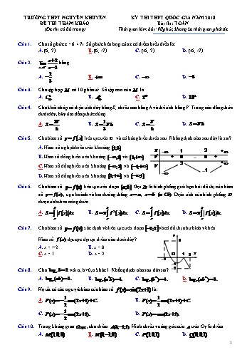 Đề thi tham khảo kì thi THPT Quốc gia năm 2018 môn Toán học - Trường THPT Nguyễn Khuyến (Có đáp án)