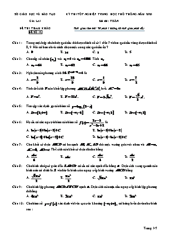 Đề thi tham khảo kì thi tốt nghiệp THPT năm 2020 môn Toán - Sở GD&ĐT Gia Lai - Đề số 12