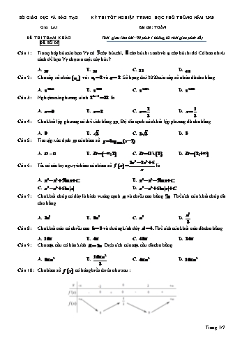 Đề thi tham khảo kì thi tốt nghiệp THPT năm 2020 môn Toán - Sở GD&ĐT Gia Lai - Đề số 5