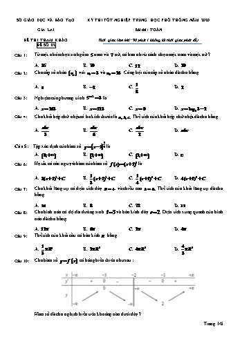 Đề thi tham khảo kì thi tốt nghiệp THPT năm 2020 môn Toán - Sở GD&ĐT Gia Lai - Đề số 2