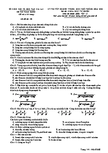 Đề thi tham khảo kì thi tốt nghiệp THPT năm 2020 môn Vật lí - Sở GD&ĐT Gia Lai - Đề số 8