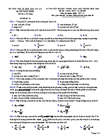 Đề thi tham khảo kì thi tốt nghiệp THPT năm 2020 môn Vật lí - Sở GD&ĐT Gia Lai - Đề số 4