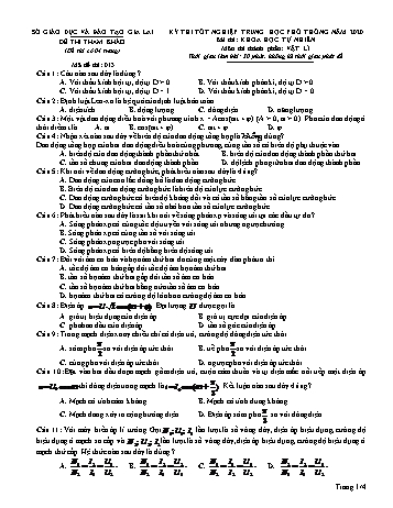 Đề thi tham khảo kì thi tốt nghiệp THPT năm 2020 môn Vật lí - Sở GD&ĐT Gia Lai - Đề số 13