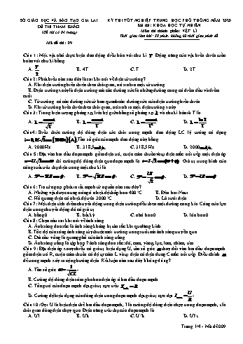 Đề thi tham khảo kì thi tốt nghiệp THPT năm 2020 môn Vật lí - Sở GD&ĐT Gia Lai - Đề số 9