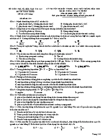 Đề thi tham khảo kì thi tốt nghiệp THPT năm 2020 môn Vật lí - Sở GD&ĐT Gia Lai - Đề số 14