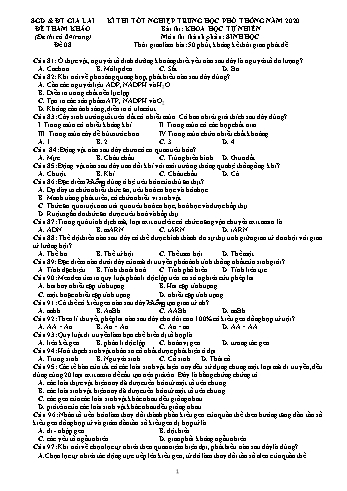Đề thi tham khảo kì thi tốt nghiệp Trung học Phổ thông năm 2020 môn Sinh học - Sở GD&ĐT Gia Lai - Đề 08