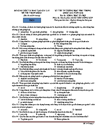 Đề thi tham khảo kì thi tốt nghiệp Trung học Phổ thông năm 2020 môn Giáo dục công dân - Sở GD&ĐT Gia Lai - Đề 14