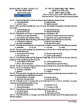 Đề thi tham khảo kì thi tốt nghiệp Trung học Phổ thông năm 2020 môn Giáo dục công dân - Sở GD&ĐT Gia Lai - Đề 3