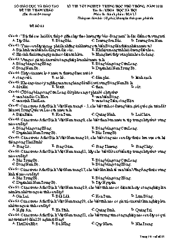 Đề thi tham khảo kì thi tốt nghiệp Trung học Phổ thông năm 2020 môn Địa lí - Sở GD&ĐT Gia Lai - Đề số 03