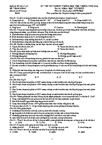 Đề thi tham khảo kì thi tốt nghiệp Trung học Phổ thông năm 2020 môn Sinh học - Sở GD&ĐT Gia Lai - Đề 05