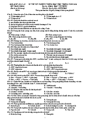 Đề thi tham khảo kì thi tốt nghiệp Trung học Phổ thông năm 2020 môn Sinh học - Sở GD&ĐT Gia Lai - Đề 06