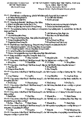 Đề thi tham khảo kì thi tốt nghiệp Trung học Phổ thông năm 2020 môn Địa lí - Sở GD&ĐT Gia Lai - Đề số 01