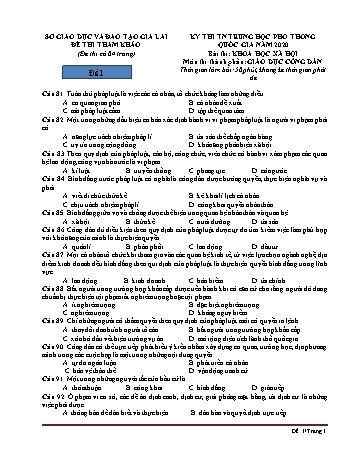 Đề thi tham khảo kì thi tốt nghiệp Trung học Phổ thông năm 2020 môn Giáo dục công dân - Sở GD&ĐT Gia Lai - Đề 1