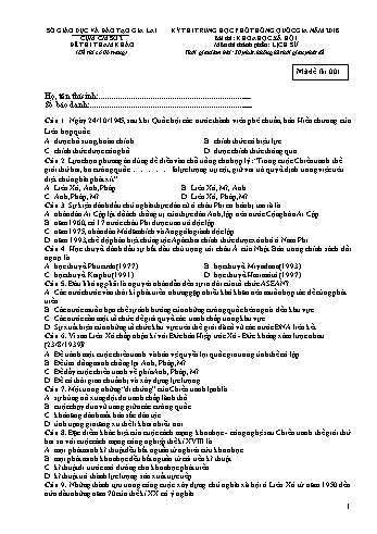 Đề thi tham khảo kì thi Trung học Phổ thông Quốc gia năm 2018 môn Lịch sử - Sở GD&ĐT Gia Lai (Có đáp án)