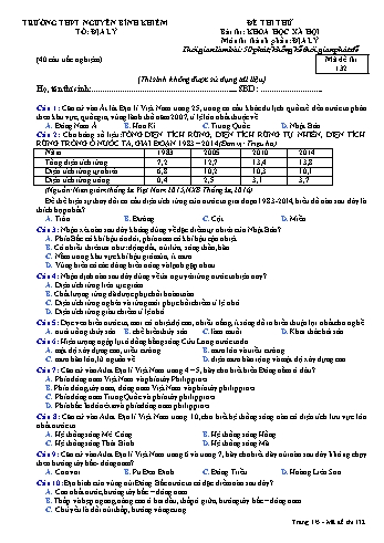 Đề thi thử THPT Quốc gia năm 2018 môn Địa lý - Trường THPT Nguyễn Bỉnh Khiêm - Mã đề 132 (Có đáp án)