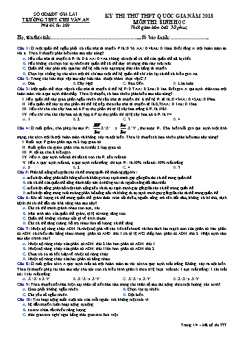 Đề thi thử THPT Quốc gia năm 2018 môn Sinh học - Trường THPT Chu Văn An - Mã đề thi 359 (Có đáp án)