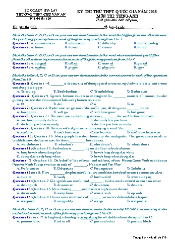 Đề thi thử THPT Quốc gia năm 2018 môn Tiếng Anh - Trường THPT Chu Văn An - Mã đề thi 139 (Có đáp án)