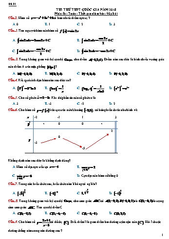 Đề thi thử THPT Quốc gia năm 2018 môn Toán học - Đề 1
