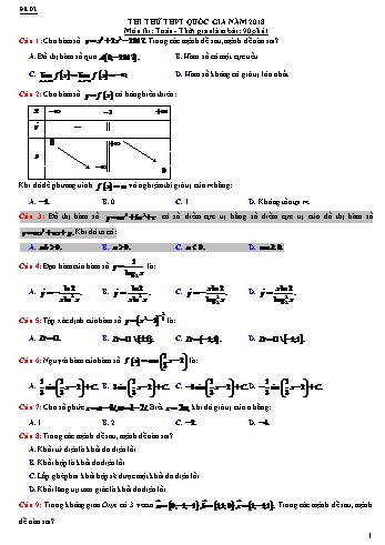 Đề thi thử THPT Quốc gia năm 2018 môn Toán học - Đề 2