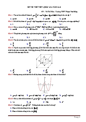 Đề thi thử THPT Quốc gia năm 2018 môn Toán học - Trường THPT Phạm Văn Đồng