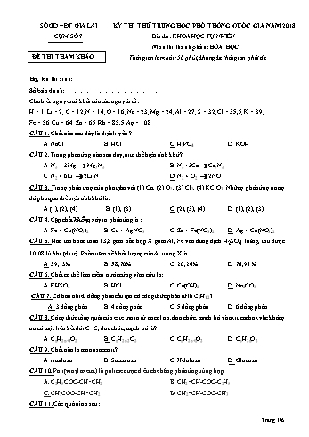 Đề thi thử Trung học Phổ thông Quốc gia năm 2018 môn Hóa học - Sở GD&ĐT Gia Lai