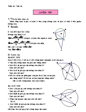 Giáo án môn Đại số Lớp 9 - Tuần 22, Tiết 44: Luyện tập