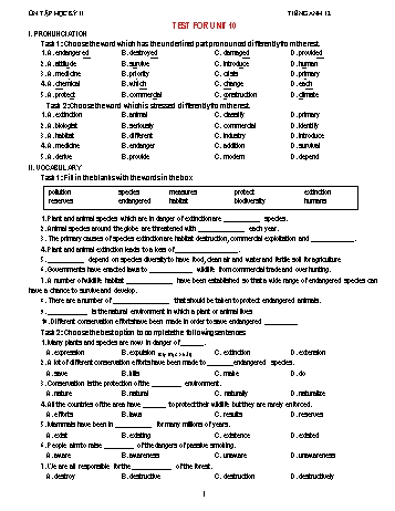 Ôn tập học kỳ II môn Tiếng Anh 12