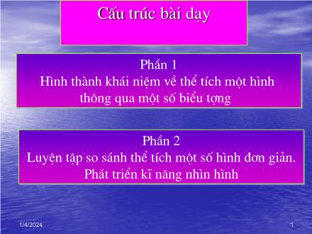 Bài giảng Toán 5 - Thể tích của một hình