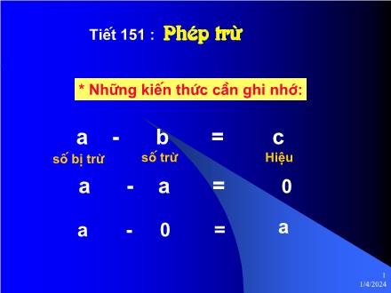 Bài giảng Toán 5 - Tiết 151: Phép trừ