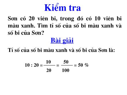 Bài giảng Toán 5 - Tiết 75: Giải toán về tỉ số phần trăm