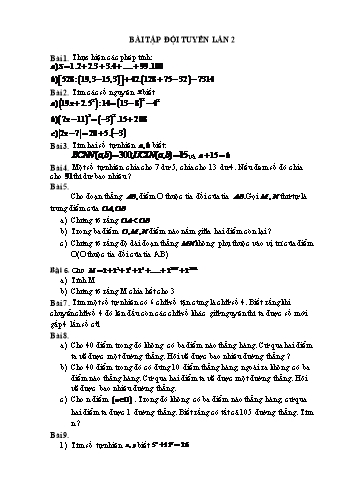 Bài tập ôn tập đội tuyển Toán Lớp 7 (lần 2)