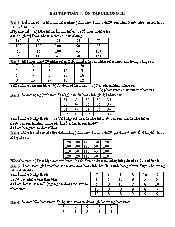Bài tập Toán 7 - Ôn tập Chương III