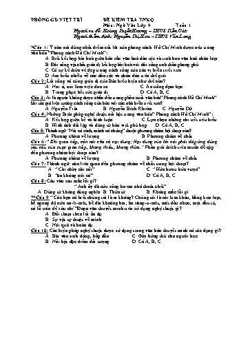 Đề kiểm tra TNKQ môn Ngữ văn 9 - Tuần 1 đến Tuần 34