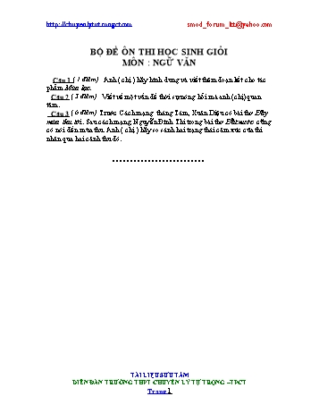 Đề thi chọn HSG môn Văn 12 - Đề số 4 (Có đáp án)