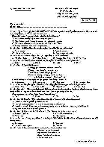 Đề thi trắc nghiệm Văn học 12 (Mã đề 136)