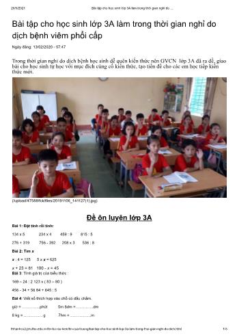 Đề tự luyện môn Toán và Tiếng Việt Lớp 3