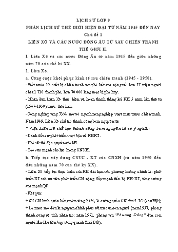 Ôn tập Lịch sử 9 - Phần lịch sử thế giới Hiện Đại Từ năm 1945 đến nay