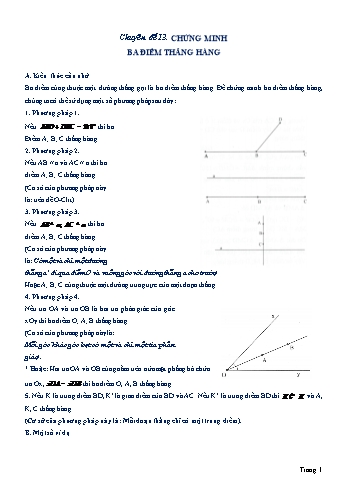 Ôn tập Toán 9 - Chuyên đề 13: Chứng minh Ba điểm thẳng hàng