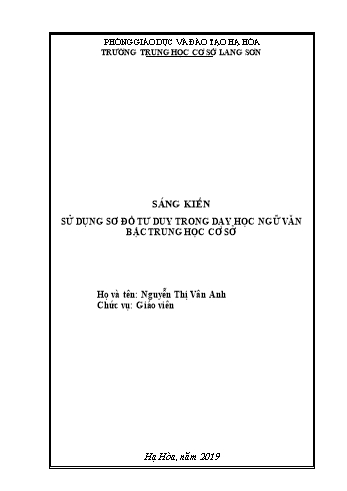 Sáng kiến kinh nghiệm Sử dụng sơ đồ tư duy trong dạy học ngữ văn bậc Trung học cơ sở