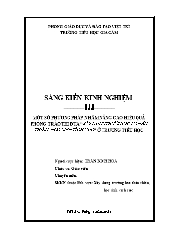 SKKN Một số phương pháp nhằm nâng cao hiệu quả phong trào thi đua “Xây dựng trường học thân thiện, học sinh tích cực” ở trường Tiểu học