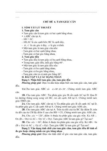 Tài liệu ôn tập Toán 7 - Chủ đề 6: Tam giác cân